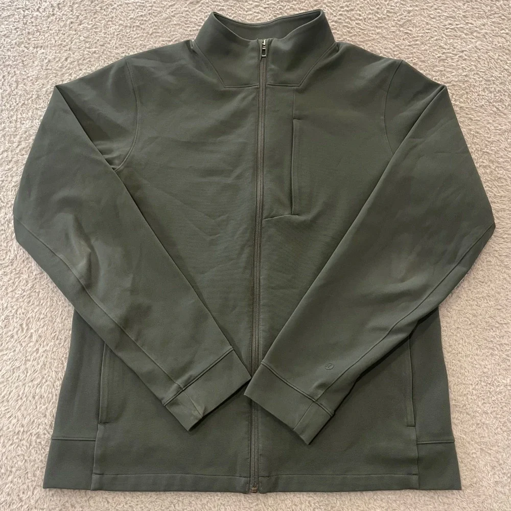 Lululemon Sojourn Jacket Mens Large Green Full Zip Mock Neck